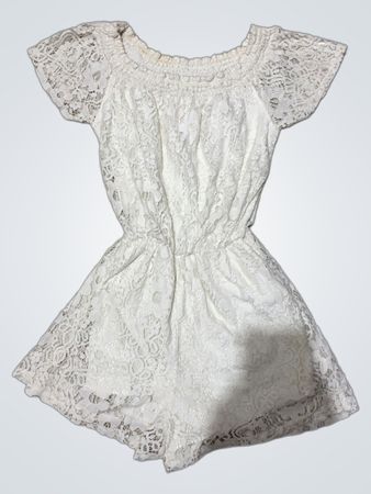 Hollister White Lace Off-Shoulder Romper