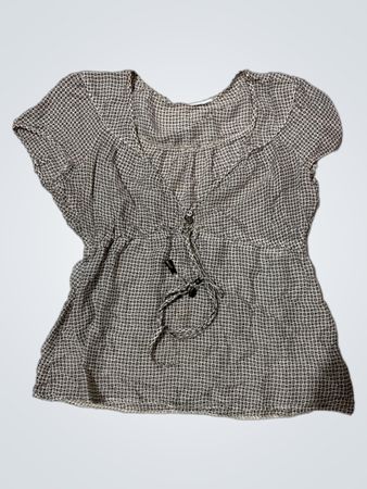 Women's Gray and White Gingham Top