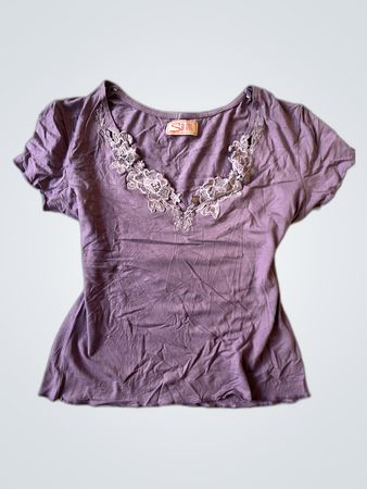 Purple Lace-Trimmed Top