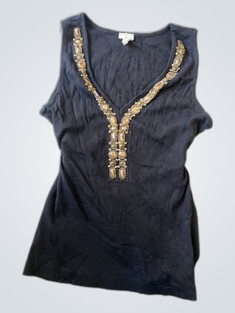 heine Black Beaded Top