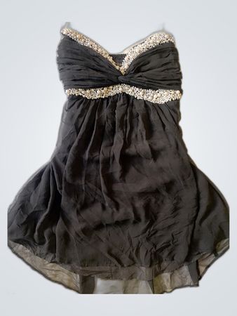 Black Beaded Strapless Dress