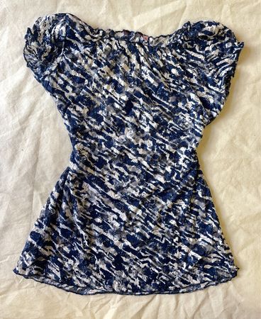Blue and White Floral Off-the-Shoulder Top
