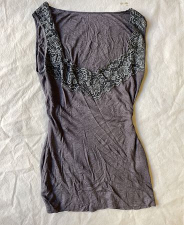 Gray Lace Trim Top