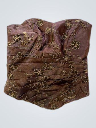 Brown Embroidered Top