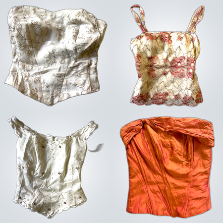 Silk & Lace Top Bundle - 8 Piece Camisole & Bustier Set