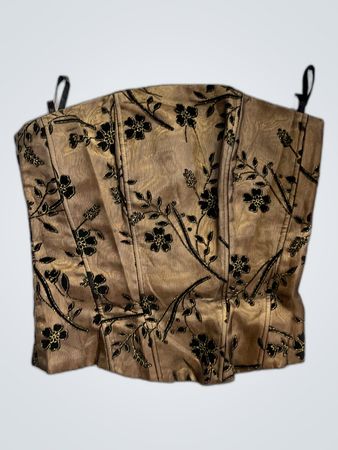 Brown Embroidered Bustier