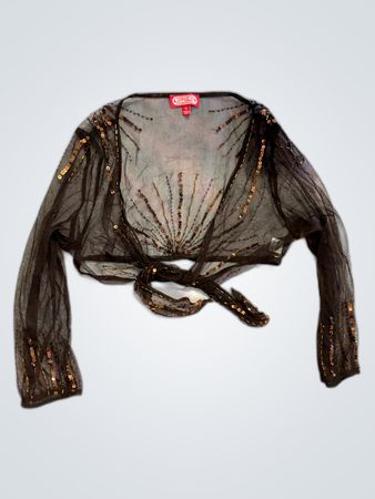 Black Sequined Sheer Top