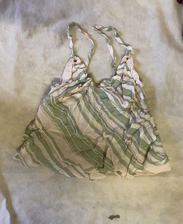 Green and White Striped Tank Top