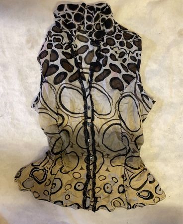 Blouse with Black and White Polka Dot Pattern