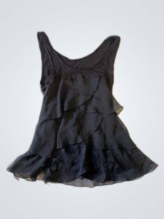 Black Ruffled Tank Top