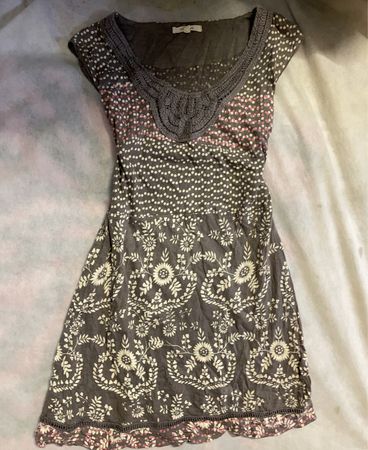 Gray Floral Patterned Dress