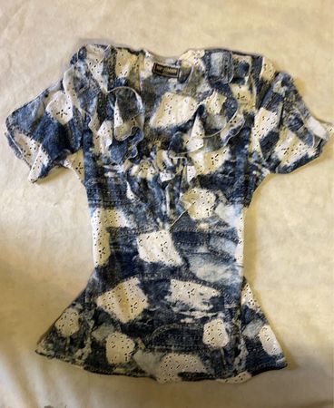 Ruffled Blue and White Top