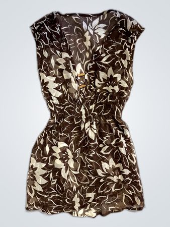Brown and White Floral Dress