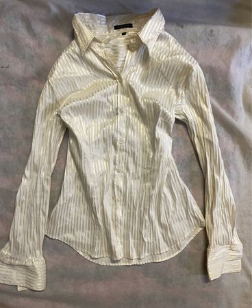 Avenue Foch Cream Striped Button-Down Shirt