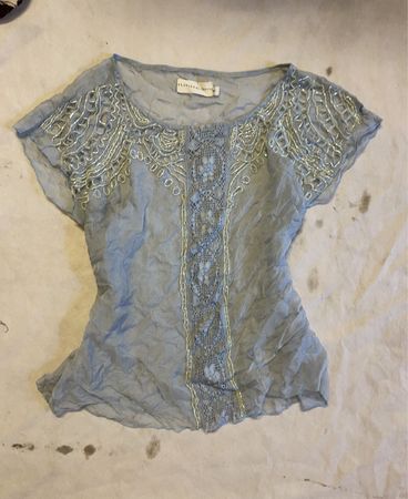 Gray Embroidered Top