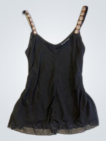 Black Embellished Straps Top