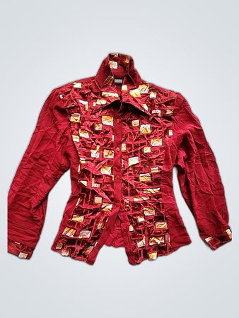 Moira Red Geometric Pattern Shirt