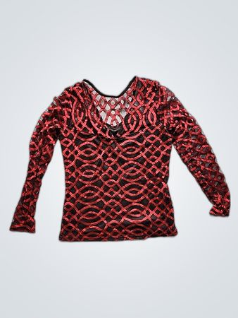 Red and Black Sheer Top