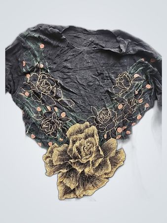 Black Floral Long Sleeve Top