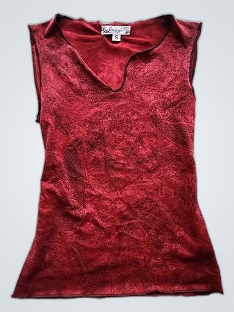 Red Paisley Sleeveless Top