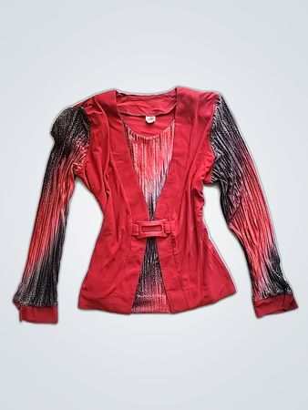 Red Pleated Sleeve Top