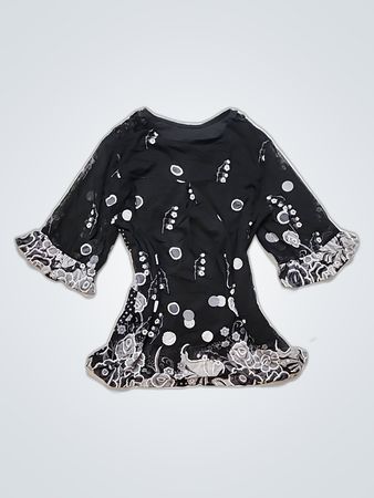 Black and White Floral Pattern Top