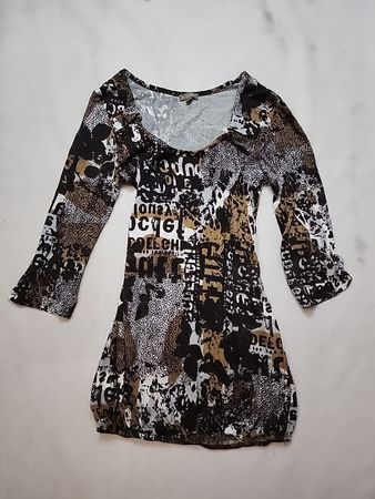 Blouse with Animal Print and Text