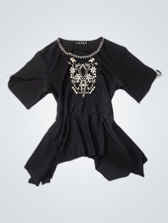 LUSA Black Embroidered Top