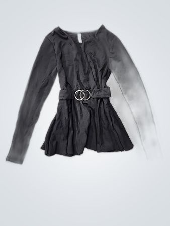 Black Long-Sleeve Top with Double Rings