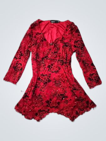 RED Valentino Red Sequin Floral Mini Dress