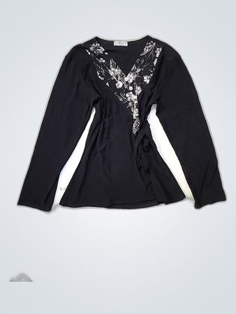 Black Floral Long Sleeve Top