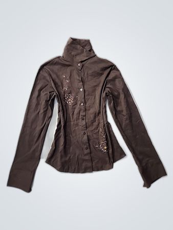 Brown Embroidered Shirt