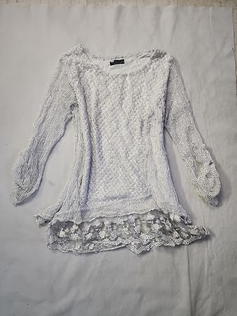 White Lace Trim Sweater