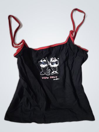 Black Bikini Top with Cartoon Graphic