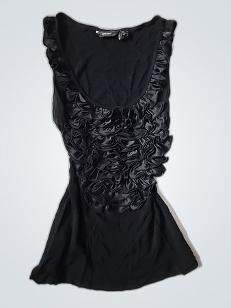 Black Ruffled Bustier Top