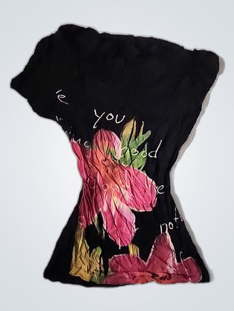 Black Scarf with Floral Design