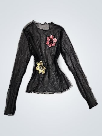 Black Floral Scarf