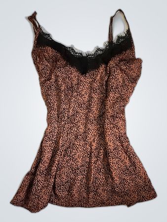 Brown Leopard Print Lace Trim Top