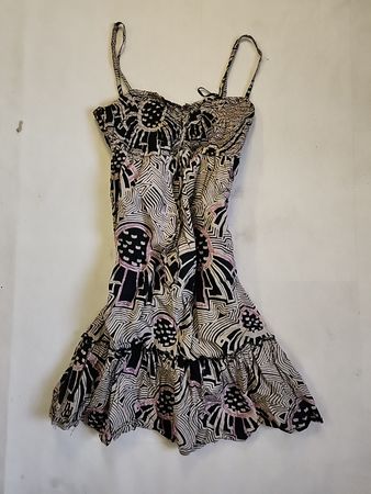 Black and White Patterned Swim Top