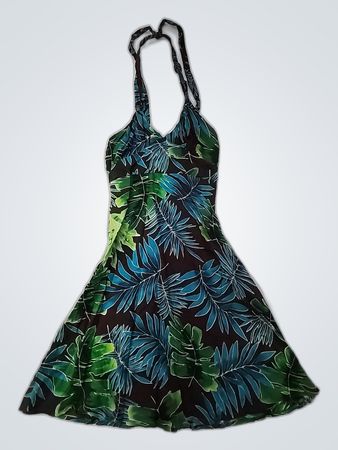 Tropical Print Halter Neck Dress