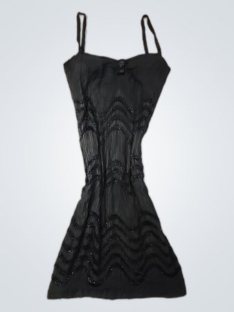 Black Beaded Bustier Top