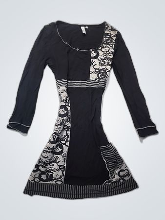 H&M Printed Long-Sleeve Mini Dress