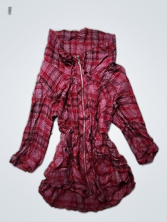 Red Plaid Zippered Jacket