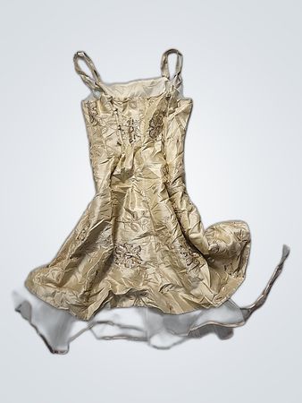Beige Satin Corset with Floral Embroidery