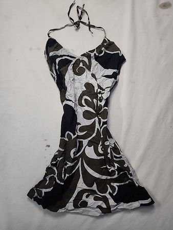 Black and White Floral Halter Top