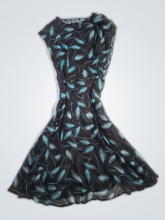 Black Scarf with Blue Feathers