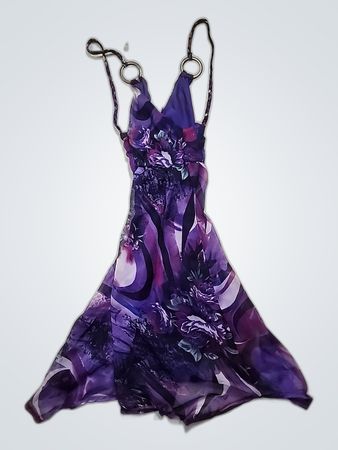 Purple Floral Halter Neck Dress