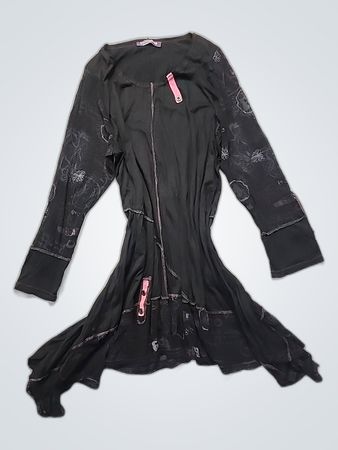 Black Floral Print Zip-Up Cardigan