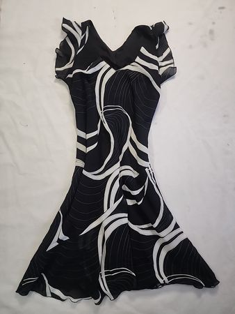 Unbranded Black and White Ruffled V-Neck Mini Dress