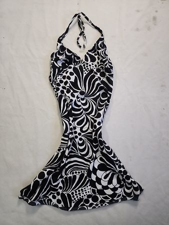 Black and White Abstract Print Mini Dress